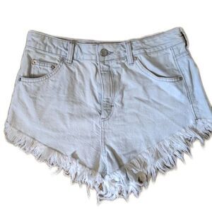 5/$55 TOPSHOP Kiri whitewash shorts - 100% cotton - high waist, modern cut - 12